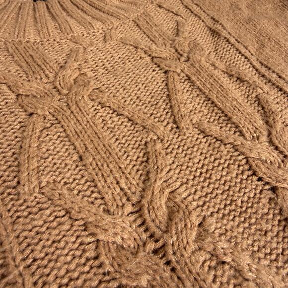 Urban Heritage Cropped Cable Knit Sweater Women Small Tan Mock Neck Fall Cozy - Picture 4 of 16